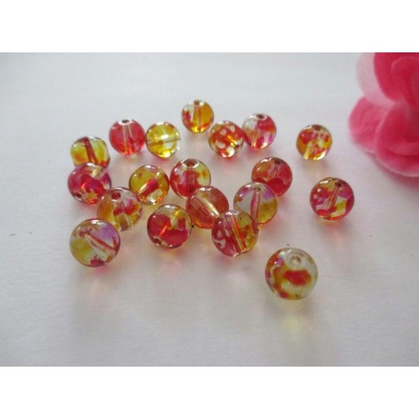 Lot de 20 perles en verre rose orange 8 mm - Photo n°1