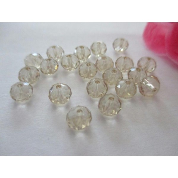 Lot de 49 perles en verre beige 6 mm - Photo n°1