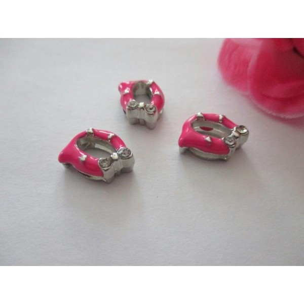 Lot de 3 perles passante rose 14 mm - Photo n°1