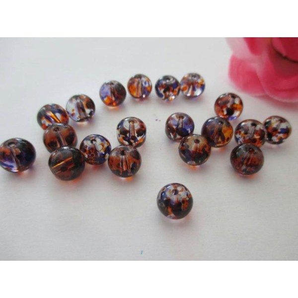 Lot de 20 perles en verre biocolore 8 mm - Photo n°1