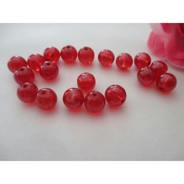 Lot de 20 perles en verre brillant rouge 8 mm - Photo n°1