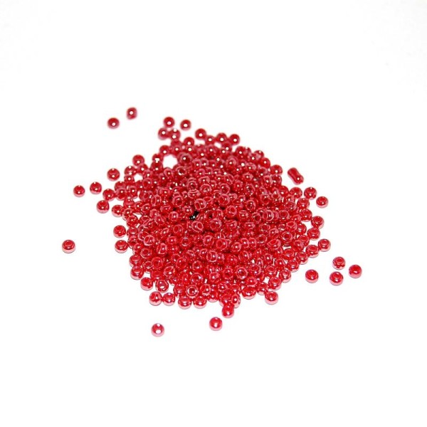 10 G  (+/- 875 perles) rocailles 11/0 rouge foncé opaque lustré - Photo n°1