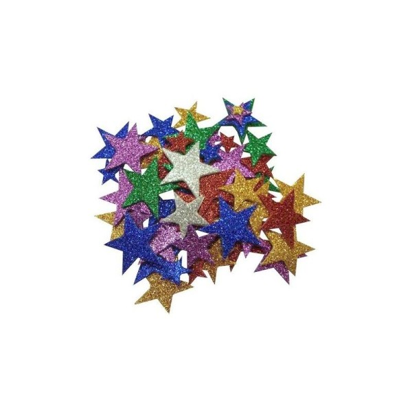 Formes étoiles paillettés en feutrines adhésive 150pcs - Photo n°1