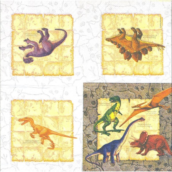 4 Serviettes en papier Dinosaure Format Lunch Decoupage Decopatch 665753 Creative Expressions - Photo n°2