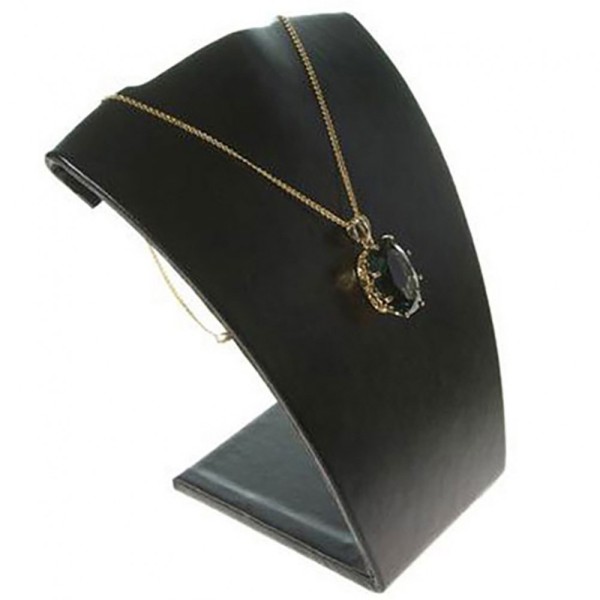 Porte bijoux buste porte collier et chaine en simili cuir 12 cm Noir - Photo n°2