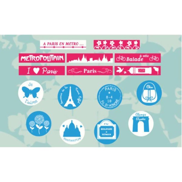 Kit 16 tampons + encreur Destination Paris - Photo n°2