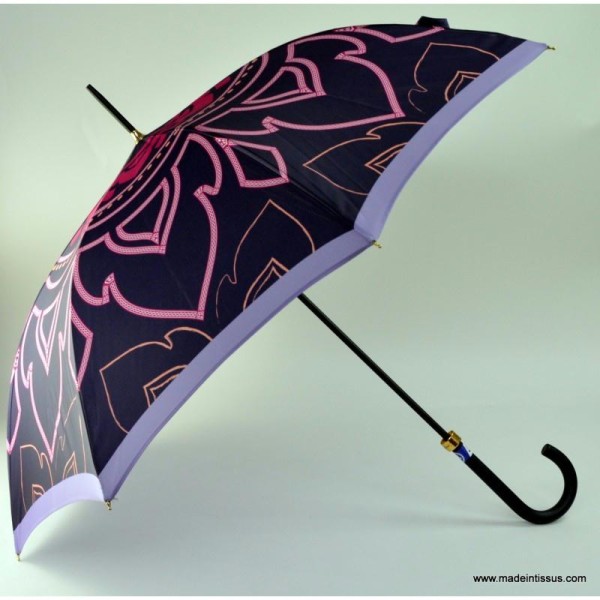 Parapluie Piganiol satin imprimé orient violet - Photo n°2