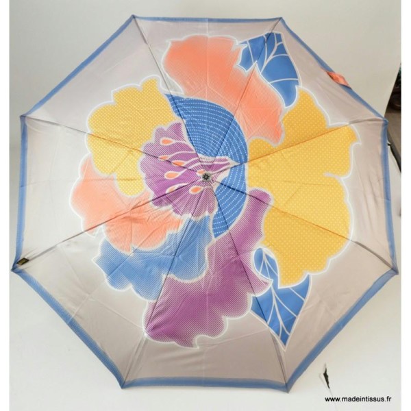 Parapluie pliant Piganiol beige, bleu et jeune MADE IN FRANCE - Photo n°1
