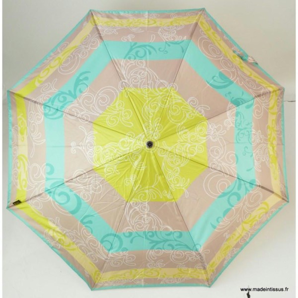 Parapluie pliant Piganiol menthe, jaune et beige MADE IN FRANCE - Photo n°1