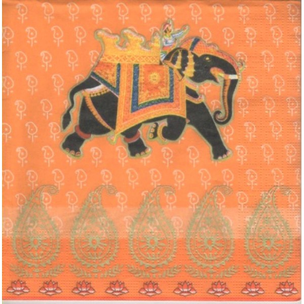 4 serviettes en papier découpage collage 33 cm ELEPHANT ASIE 12 - Photo n°1