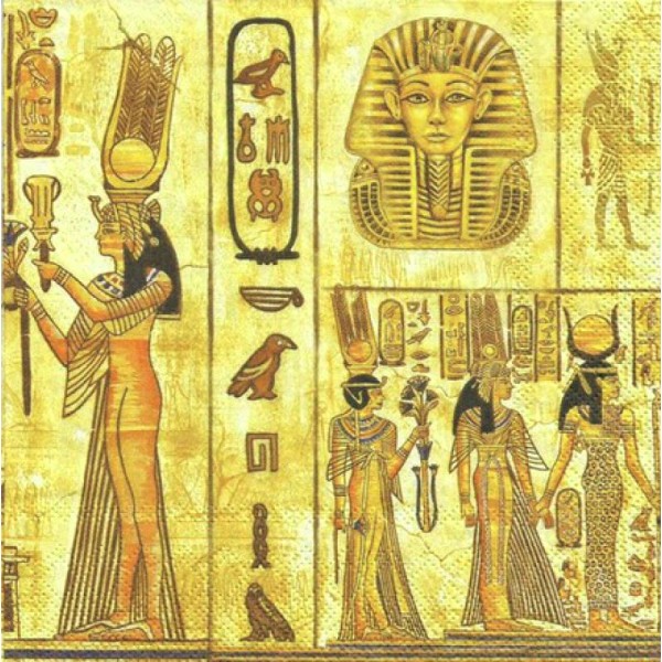 4 serviettes en papier découpage collage 33 cm EGYPTE 304 - Photo n°1