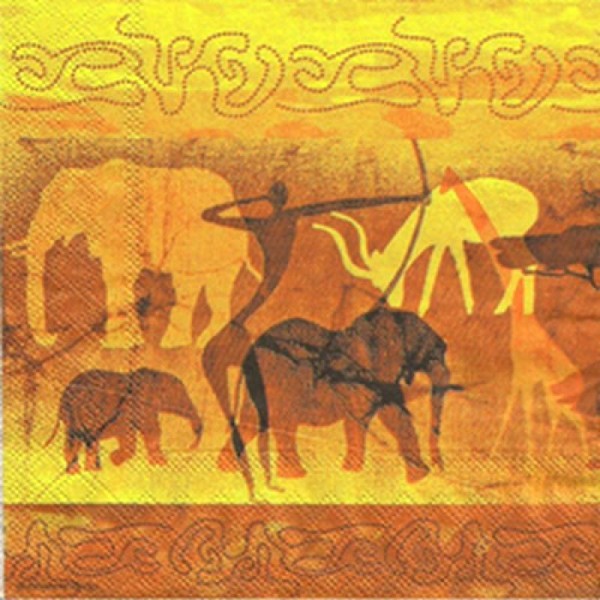 4 serviettes en papier découpage collage 33 cm SILOUETTES AFRICAINES 311 - Photo n°2