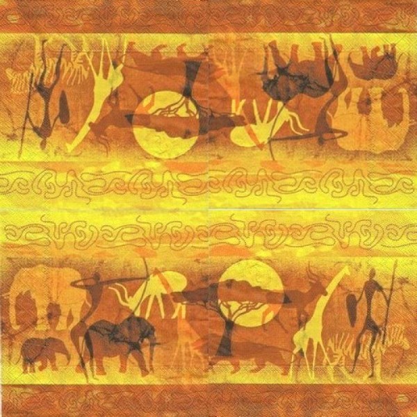 4 serviettes en papier découpage collage 33 cm SILOUETTES AFRICAINES 311 - Photo n°3