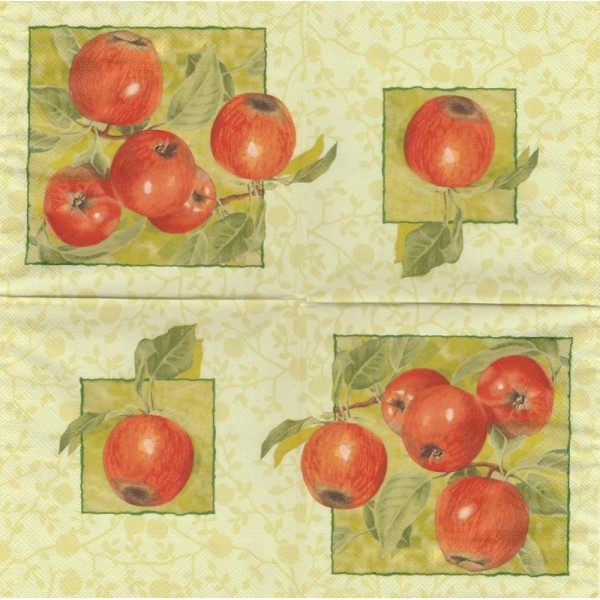 4 Serviettes en papier Fruit Pomme Rouge Format Lunch - Photo n°1
