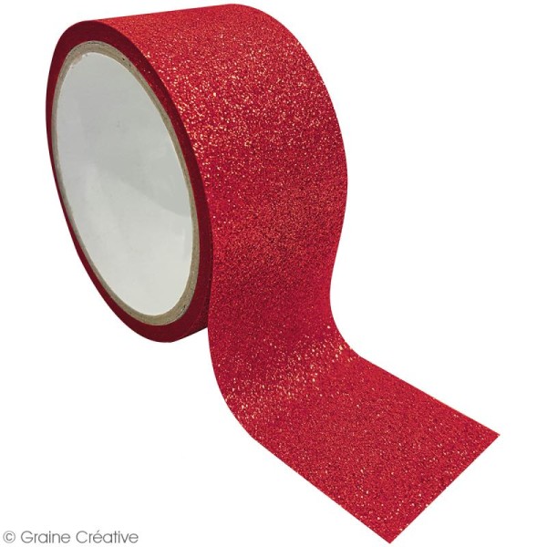 Ruban adhésif Queen Tape à paillettes Graine Créative - Rouge - 48 mm x 6 m - Photo n°2