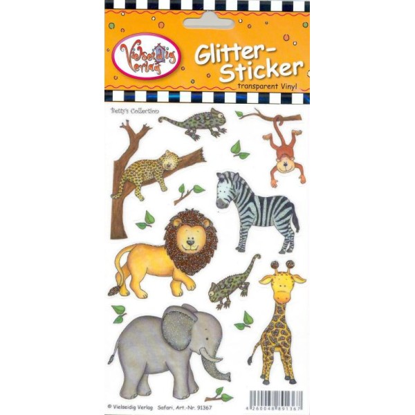 Glitter Stickers Enfants Animaux Sauvages Safari - Photo n°1