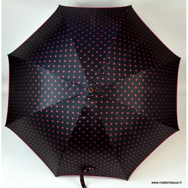 Parapluie Piganiol noir à pois fuchsia - Photo n°2