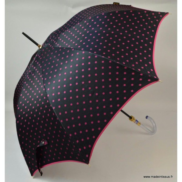 Parapluie Piganiol noir à pois fuchsia - Photo n°1