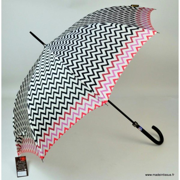 Parapluie Piganiol rayures noires et roses - Photo n°1