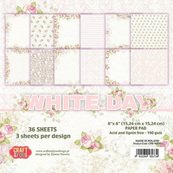 36 papiers 15 x 15 cm CRAFT AND YOU WHITE DAY - Photo n°1