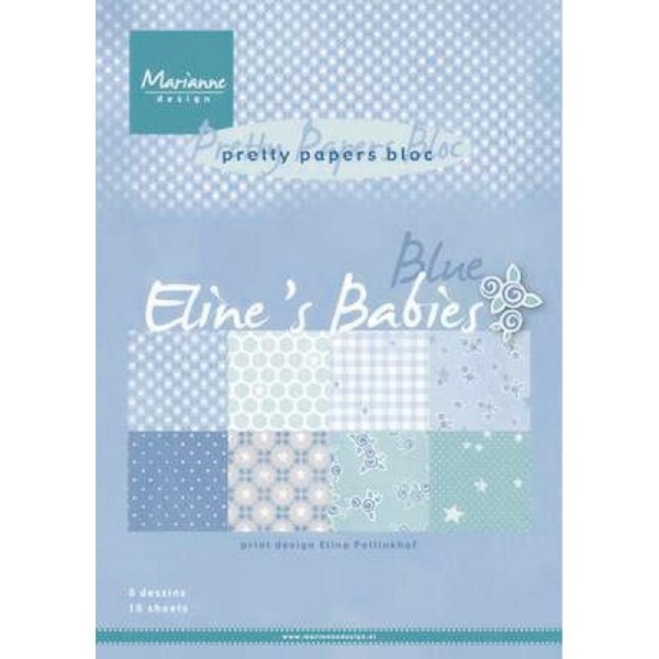 Bloc de 16 papiers 29,5 x 21 cm MARIANNE DESIGN ELINE'S BABIES BLUE - Photo n°1