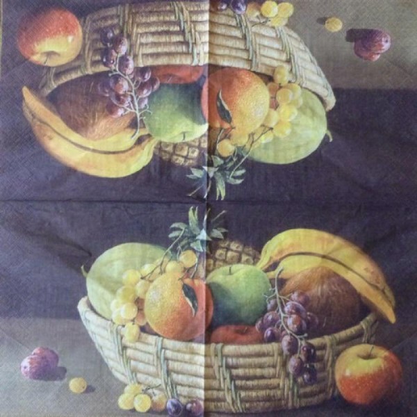 4 serviettes en papier découpage collage 33 cm CORBEILLE FRUITS 61 - Photo n°3