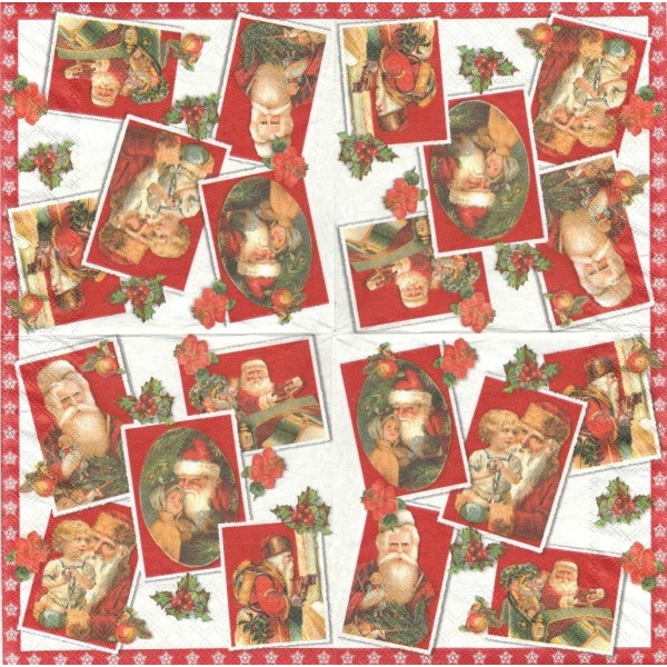 4 Serviettes en papier Père Noël Format Lunch Decoupage Decopatch 33303436 Ambiente - Photo n°1