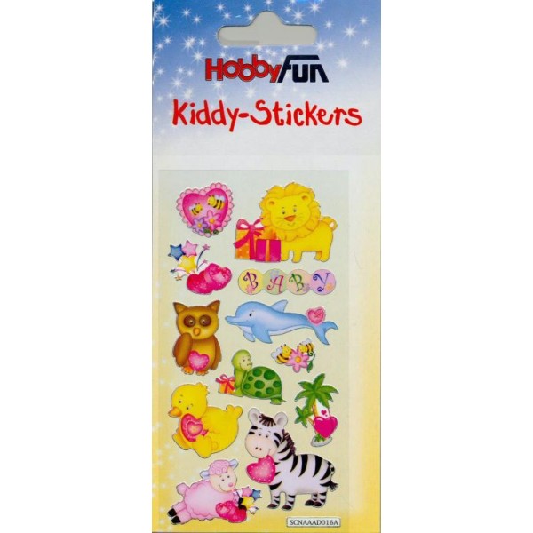 Kiddy Stickers Animaux Lion Hibou Dauphin Zèbre SCNAAADO16-A - Photo n°1