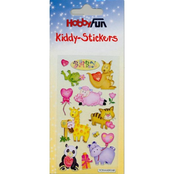 Kiddy Stickers Animaux Kangourou Girafe Chat SCNAAADO16-B - Photo n°1