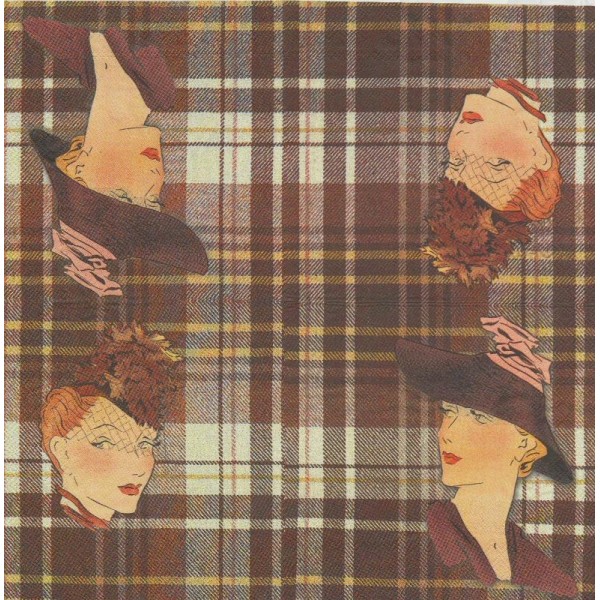 4 Serviettes en papier Femme Chapeau écossais Format Lunch - Photo n°2