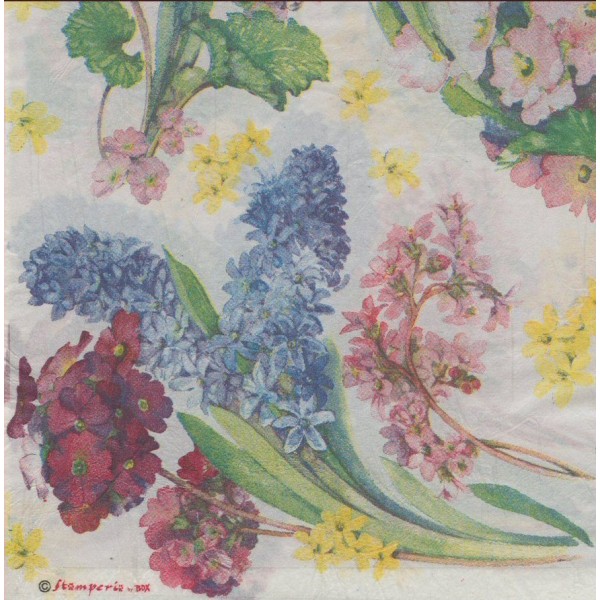 Serviette en papier de riz Couronne de fleurs Jacinthe 50x50 cm DFT169 Stamperia - Photo n°2
