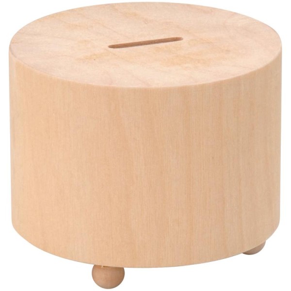 Tirelire ronde en bois 10 cm