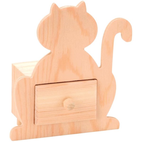 Boîte décorative Chat en bois 11,5 cm - Photo n°1