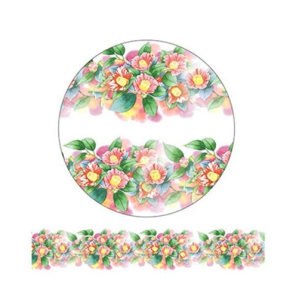 Washi Tape Masking Tape ruban adhésif scrapbooking 2,5 cm FLEUR ROSE ET ROUGE - Photo n°1