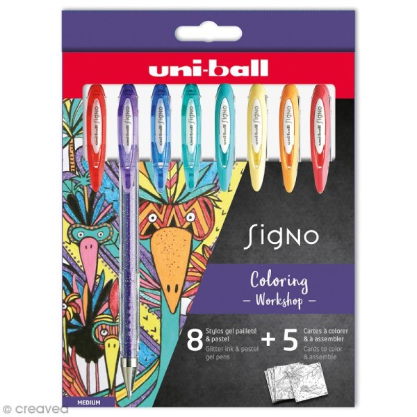 Pochette de 8 stylos gel Signo pastels