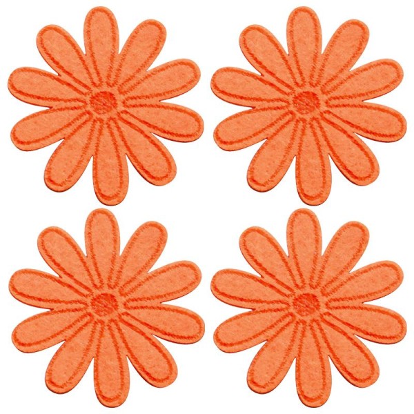 Fleur en feutrine 5 cm Orange - Lot de 4 - Photo n°1