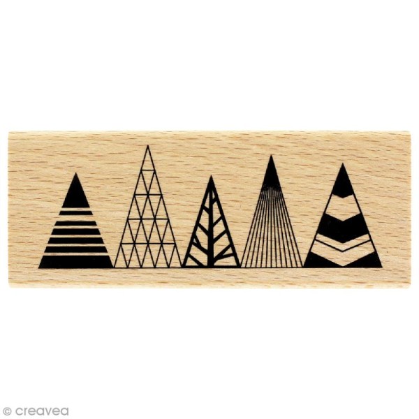 Tampon bois Modern christmas (Noël) - Sapins graphiques - 40 x 100 mm - Photo n°1