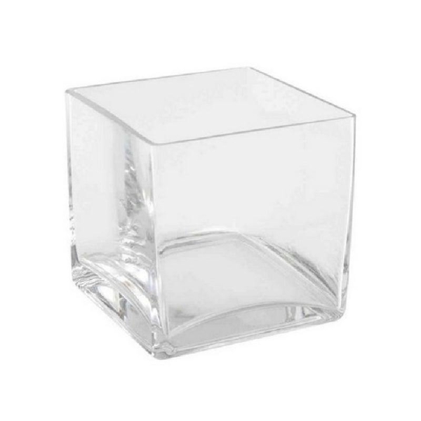 Vase en verre transparent carré 14cm - Photo n°1