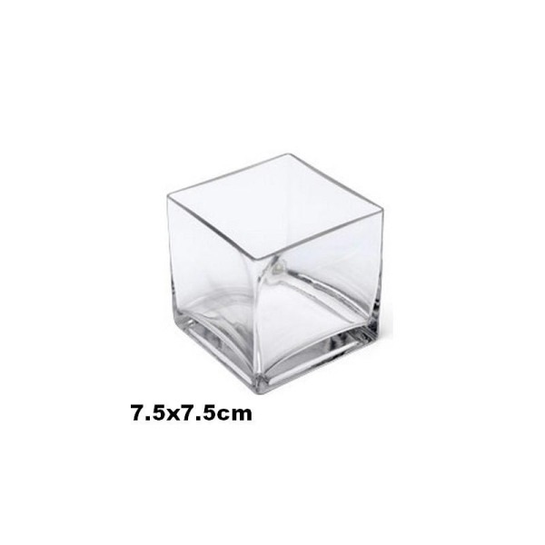 Vase en verre transparent carré 7,5 cm - Photo n°1