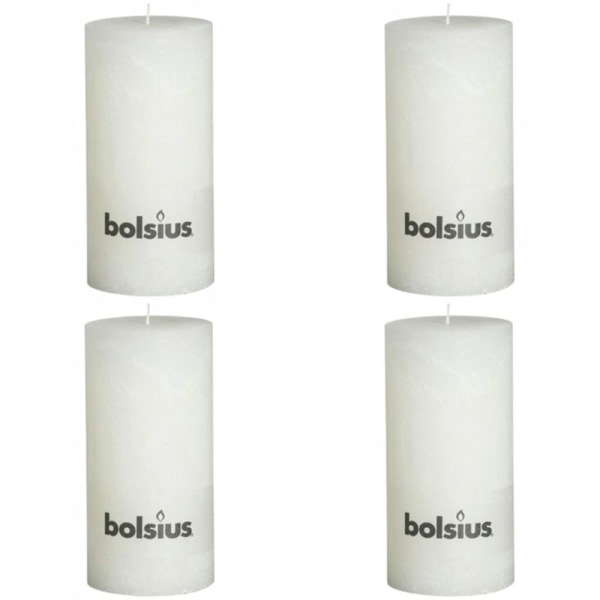 Bolsius Bougie 4 pcs Pilier rustique 200 x 100 mm Blanc - Photo n°1