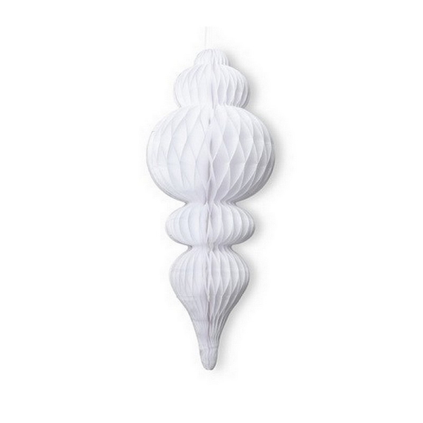 Maxi Suspension forme Lustre en Papier alvéolé Blanc, 50 x 10 cm, Pampille blanche pour décorer - Photo n°1