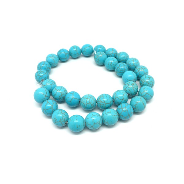 30 Perles 12mm Synthétique Imitation Turquoise 