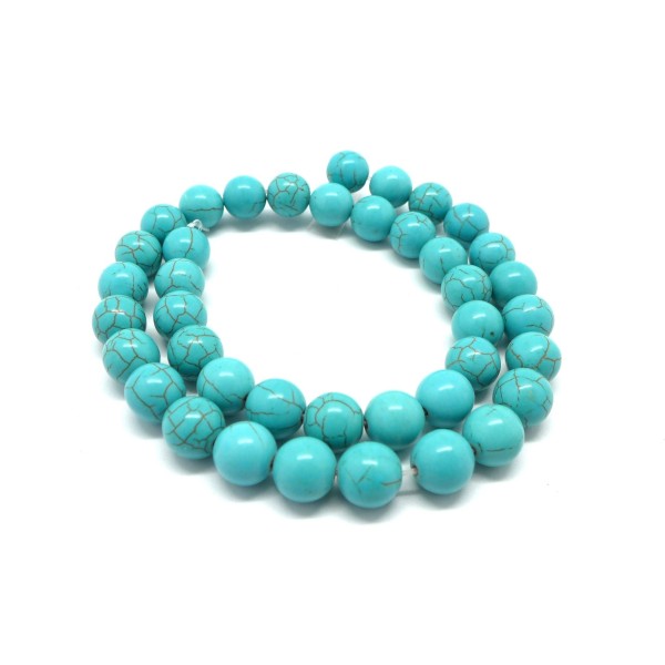 39 Perles 10mm Pierre Synthétique Imitation Turquoise 