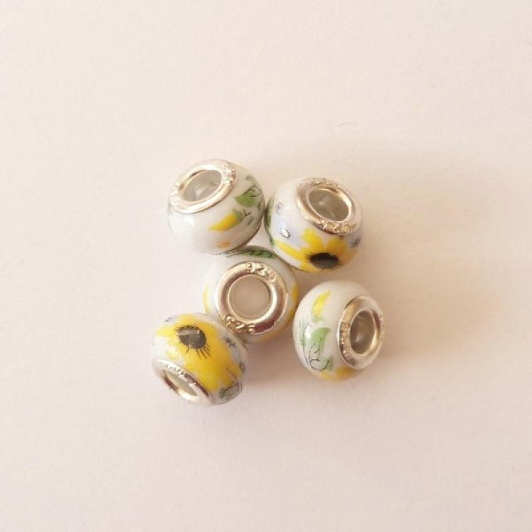 5 perles lampwork céramique style murano 1.4 cm TOURSNESOL - Photo n°1