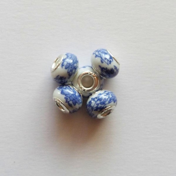 5 perles lampwork céramique style murano 1.4 cm PORCELAINE - Photo n°1