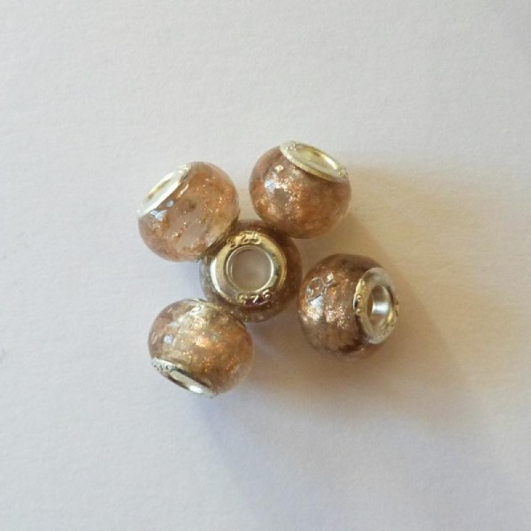 5 perles lampwork verre style murano 1.4 cm DORE - Photo n°1