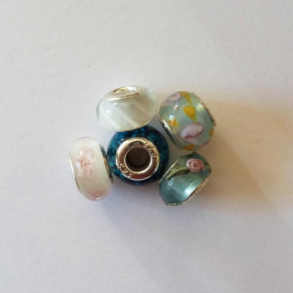 5 perles lampwork verre style murano 1.4 cm MIX 2 - Photo n°1