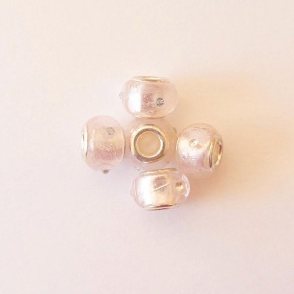 5 perles lampwork verre style murano 1.4 cm ROSE STRASS - Photo n°1