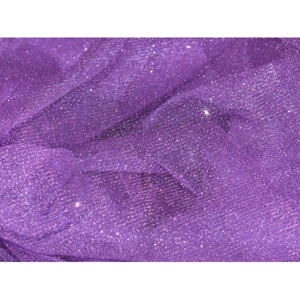 Tulle Souple Violet Paillettes – coupe par 50 cms - Photo n°1