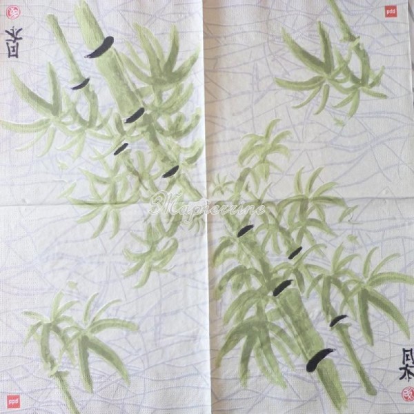 4 serviettes en papier découpage collage 33 cm BAMBOU 73 - Photo n°2
